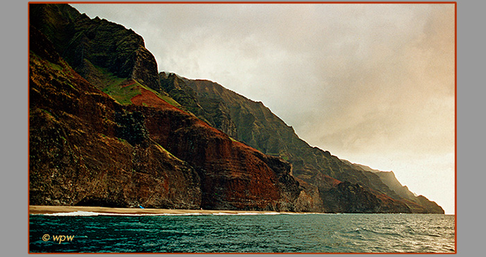 <" Hawaii volcanic coastline impression. Panorama photo of Hawaii Island coastline. Photograph by Wolf Peter Weber.">