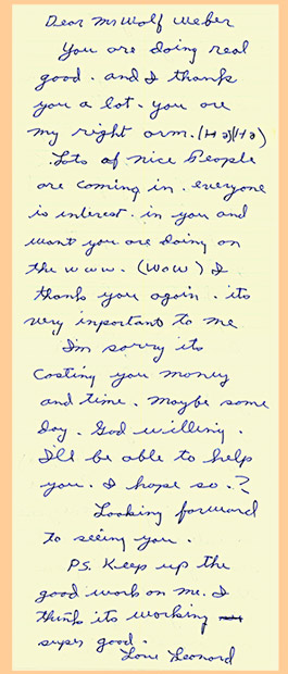 <Copy of hand-written letter by Leonard Knight addressed to Wolf Weber>